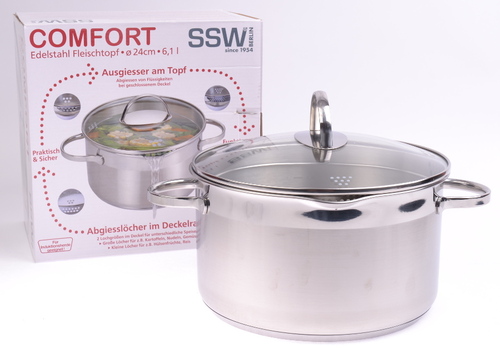 421724 garnek comfort new 24cm ze szkl.pokr. 6,1L 1