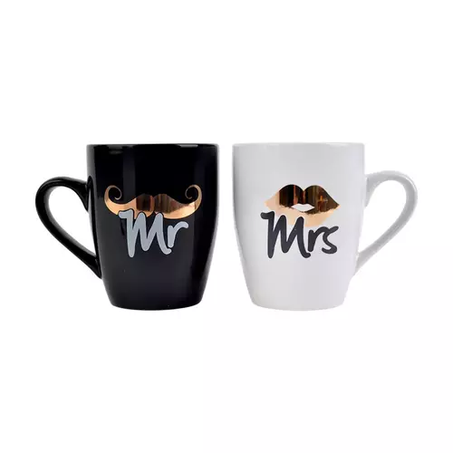 BlackWhite - Zestaw 2 kubków Baryłka 300ml - MR/MRS (złoto metalik) 1