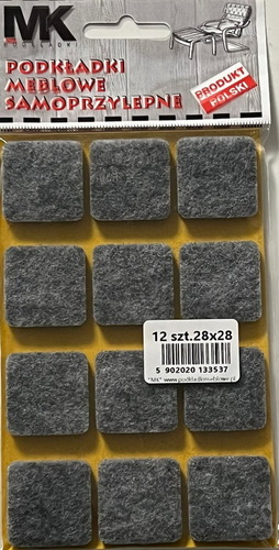 elh mk podkładki filcowe 28x28mm szare 1