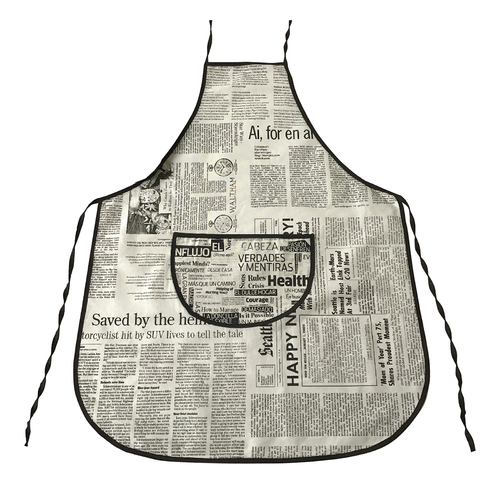 Fartuch PL gazeta szaro-czarny 1