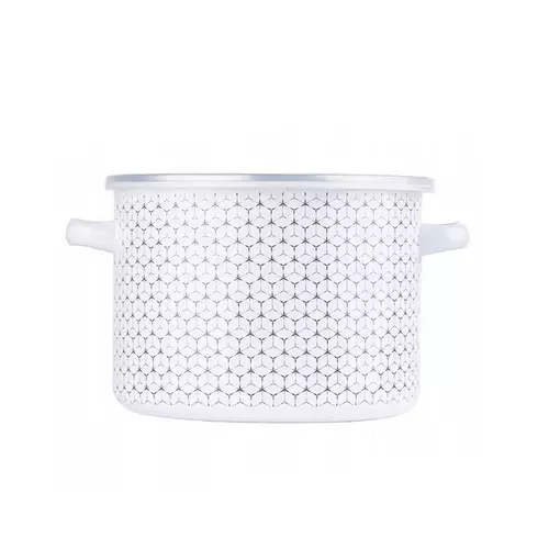 Garnek emaliowany z plastikową pokrywką 14cm plaster miodu 1,3L 1