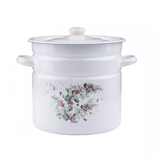 Garnek emaliowany zdobiony Eukaliptus 12L 26cm z/p 1624/2 1
