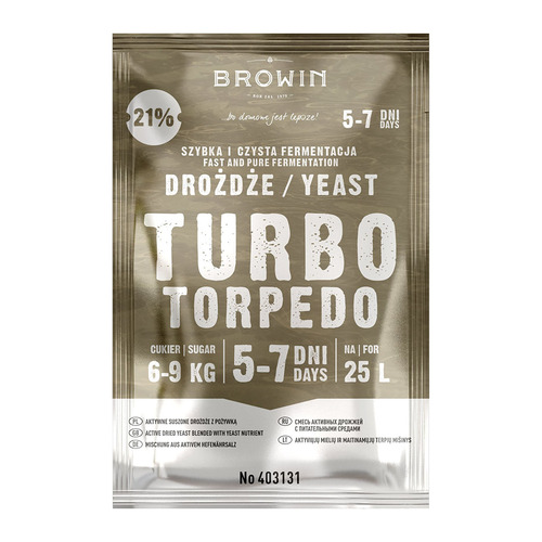 403131 drożdże gorzelnicze Turbo Torpedo 5-7dni 21% 100g 1