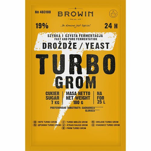 drożdże gorzelnicze TURBO BROWIN 24h-180g 403180 1