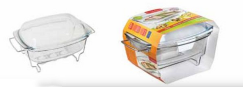 naczynie prostokątne 5,10l +podgrzewacz metalowy 1