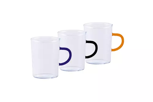 szklanka stożek 0,22l kpl.6szt z kolorowym uchem 1