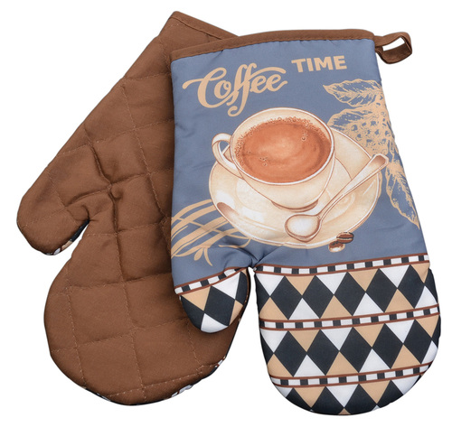 2 rękawice kuchenne Coffee szare filiżanka romby 1