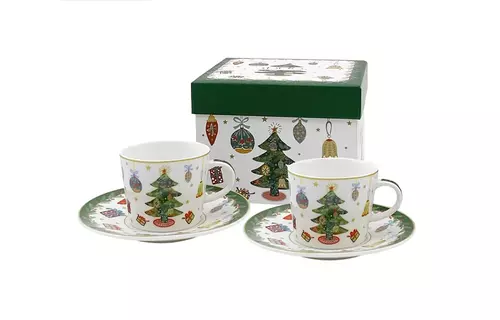 Duo 2 Filiżanki espresso ze spodkami Around Christmas Tree 1