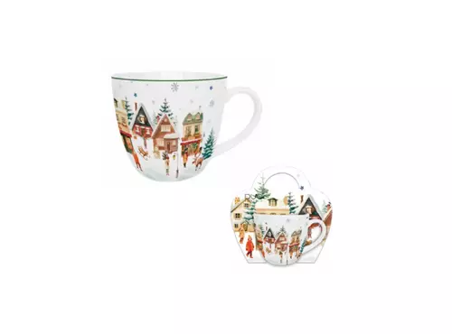 Duo Kubek 460ml w koszyczku Christmas Village 1