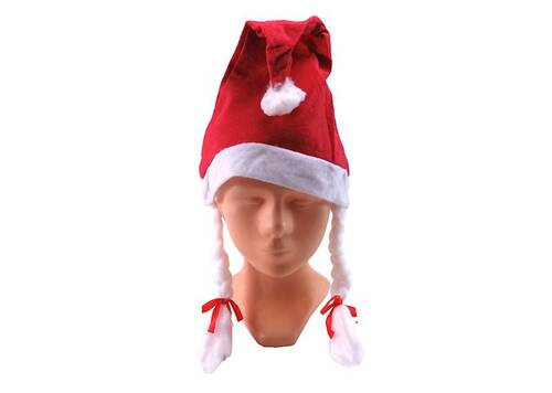 Czapka mikołajki z warkoczami 1