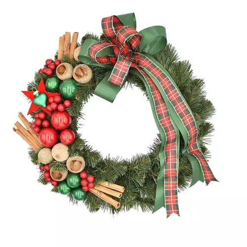 PIN Wianek dekorowany 35cm green red 1