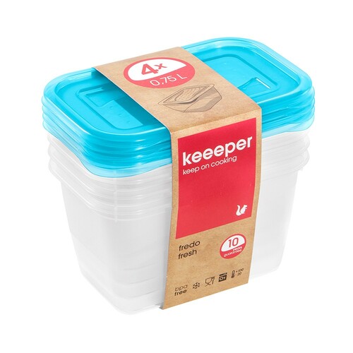Keeep fredo fresh zestaw poj. prost. 4x0.75L niebieski transp. 1