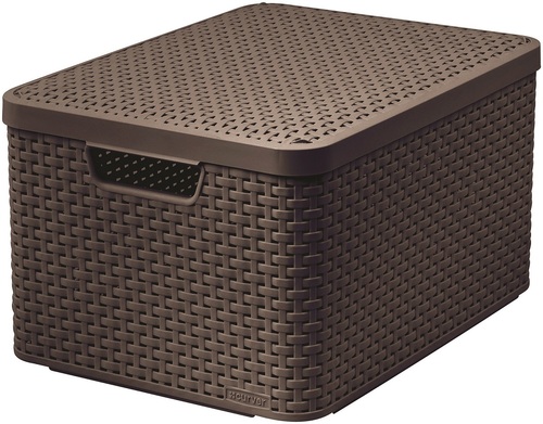 Curver koszyk rattan style box s z pokrywą ciemny brąz 1