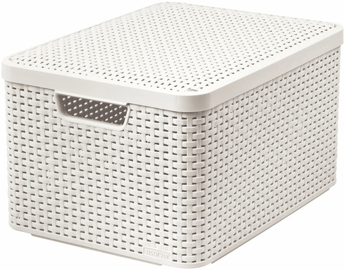 Curver koszyk rattan style box l z pokrywą krem 1