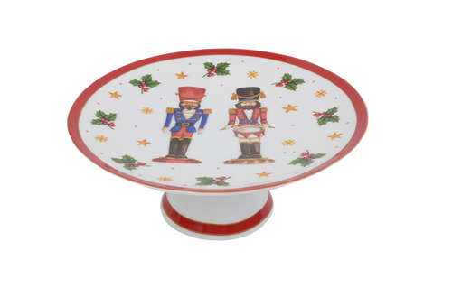 0986 Patera na ciasto na nóżce 22cm Cicha Noc Red 1
